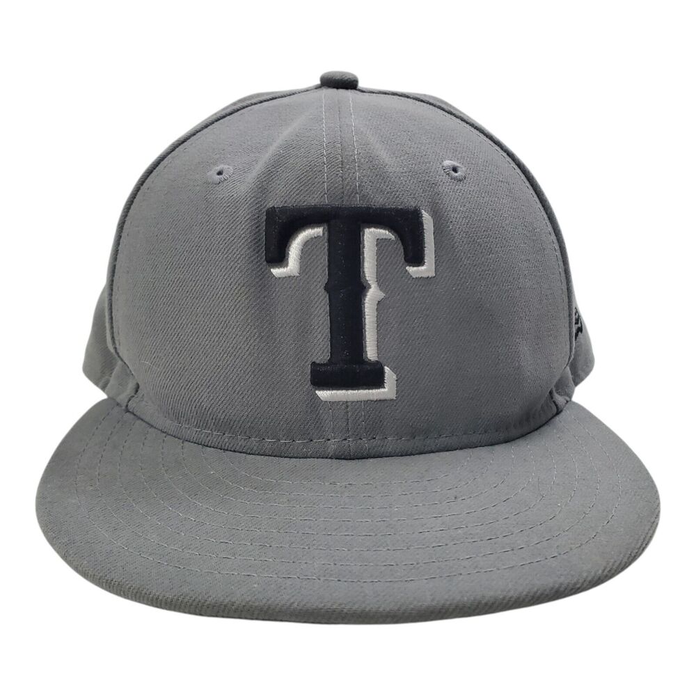 TEXAS RANGERS Hat Cap Adult 7 1/2 Gray Black NEW ERA Fitted MLB Baseball